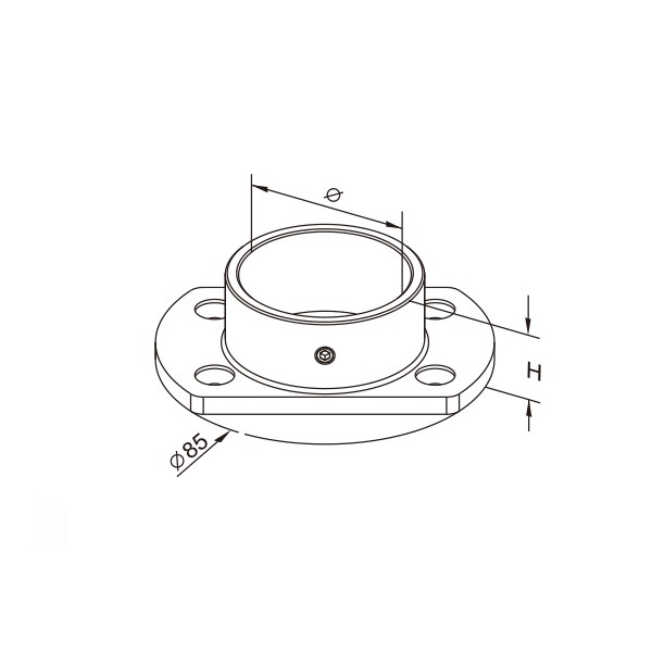 Platine murale pour main courante D42,4mm-304