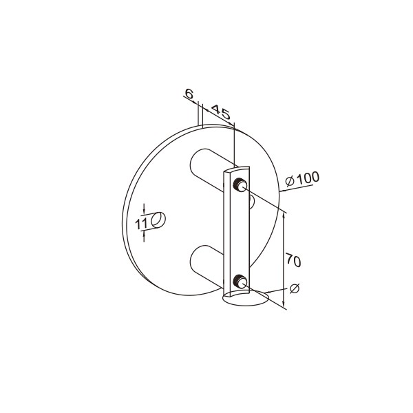 Platine ronde fixation à l'anglaise D100mm-304