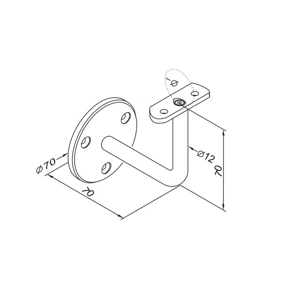 Support mural fixe tube D42,4mm-304