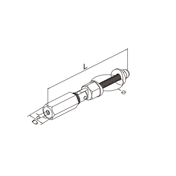 Tendeur fixation tige filetée pour câble 6 mm -304