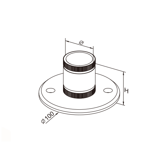 Platine sol D100mm pour tube D42.4mm- 304