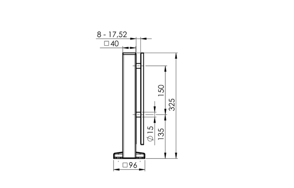 Pince à verre carré piscine modèle longue Inox 316 