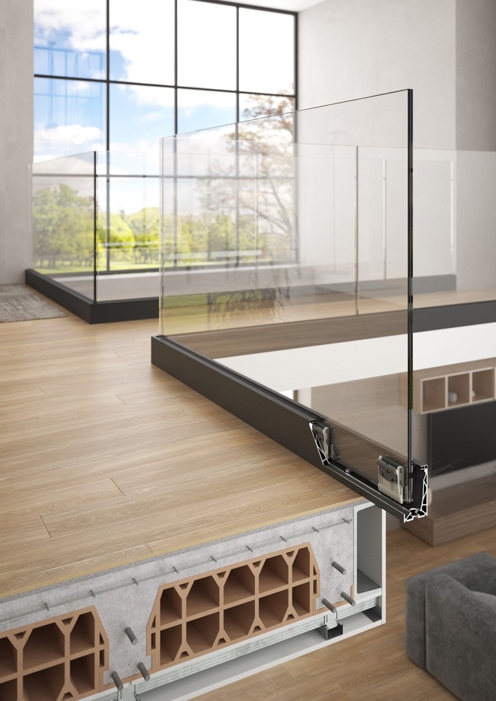 Kit DEFENDER 810LM montage sur dalle, pour verres 16.7/21.5, B72 H120 L3000