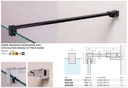 Barre raidisseur mur/verre fixe avec articulation murale et pince basse, pour verres 8/12, L541  Chromé