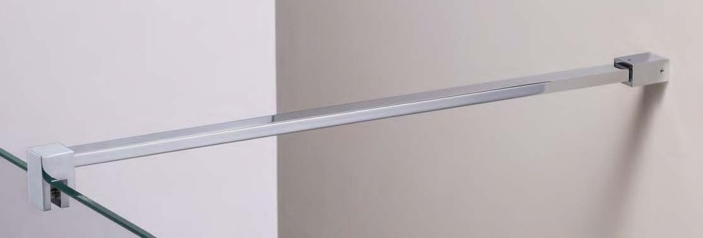 Barre raidisseur mur/verre fixe avec pince basse, pour verres 8/12, L1020  Effet inox brossé