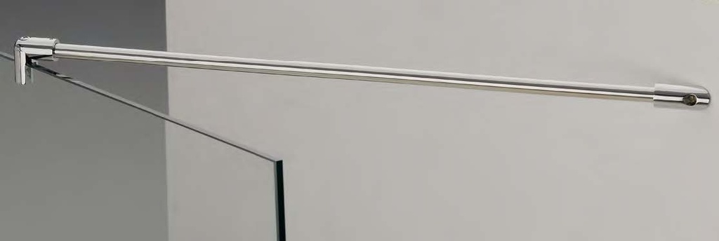 Barre raidisseur mur/verre fixe à 45°, pour verres 6/10, L650  Effet inox brossé