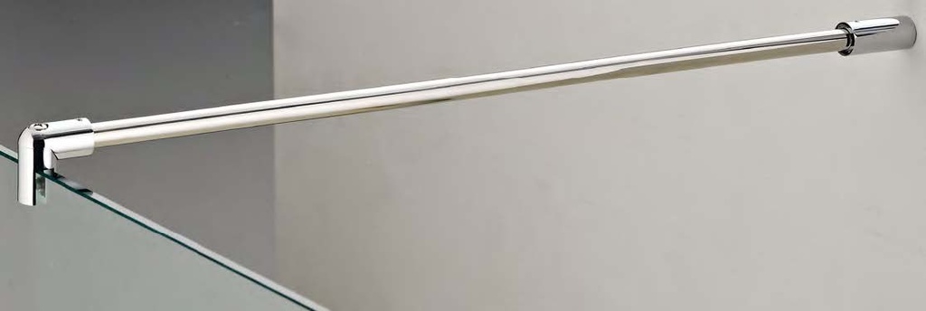 Barre raidisseur mur/verre fixe, pour verres 6/10, L1030  Effet inox brossé