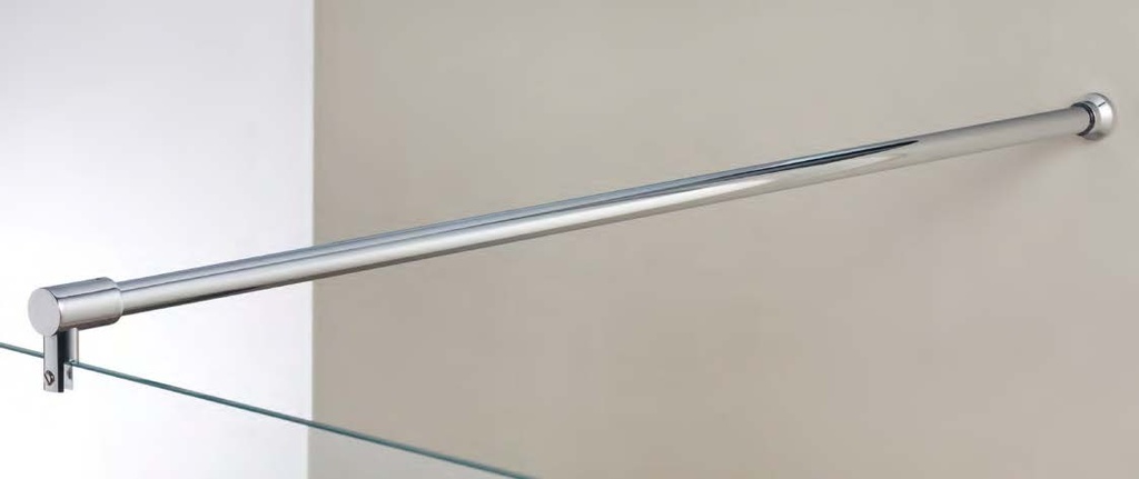 Barre raidisseur mur/verre fixe, pour verres 6/10, L1320  Chromé