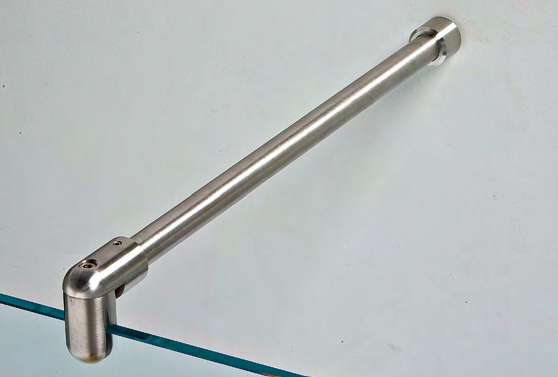 Barre raidisseur mur/verre fixe, pour verres 8/10, L1040  Inox brossé