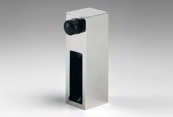 Butée avec arrêt en caoutchouc, B17 H57 L26  Inox brossé