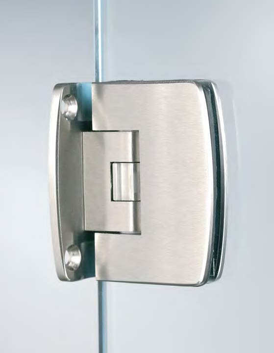 Charnière mur/verre centrale réglable, pour verres 6/8, B49 H72  Effet inox brossé
