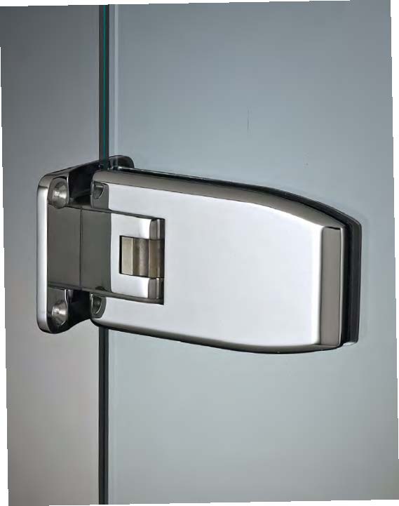 Charnière mur/verre centrale réglable, pour verres 8/12, B110 H60  Effet inox brossé