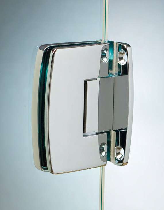 Charnière mur/verre centrale réglable, pour verres 8/12, B55 H90  Effet inox brossé