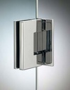 Charnière mur/verre latérale réglable sans vis apparentes, pour verres 6/8, B50 H80  Effet inox brossé