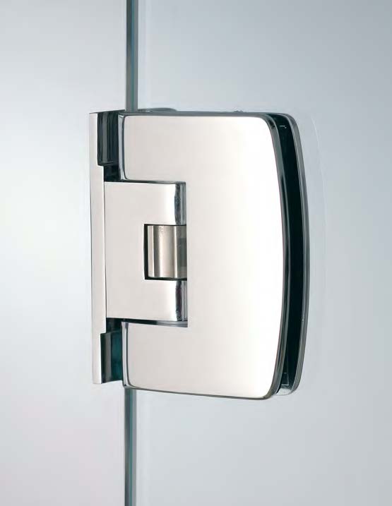 Charnière mur/verre latérale réglable, pour verres 6/8, B49 H72  Effet inox brossé