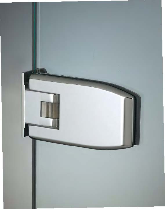 Charnière mur/verre latérale réglable, pour verres 8/12, B110 H60  Effet inox brossé