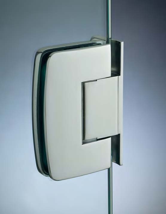 Charnière mur/verre latérale réglable, pour verres 8/12, B55 H90  Effet inox brossé