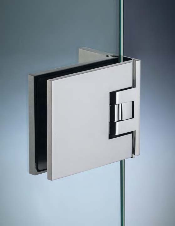 Charnière mur/verre latérale réglable, pour verres 8/12, B73.5 H66  Effet inox brossé