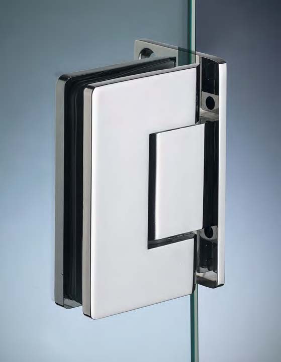 Charnière mur/verre latérale, pour verres 6/10  Effet inox brossé