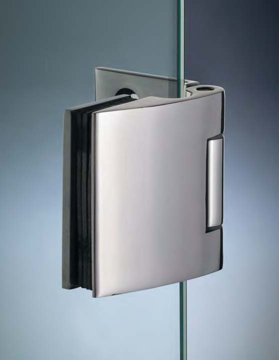 Charnière mur/verre latérale, pour verres 8/10, B61 H70  Inox brillant