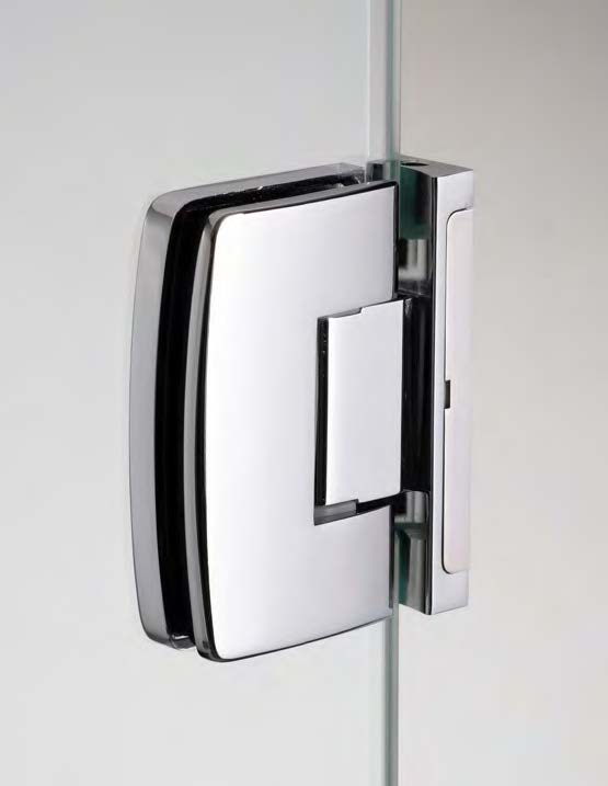 Charnière mur/verre réglable pour montants étroits, pour verres 6/8, B50 H80  Effet inox brossé