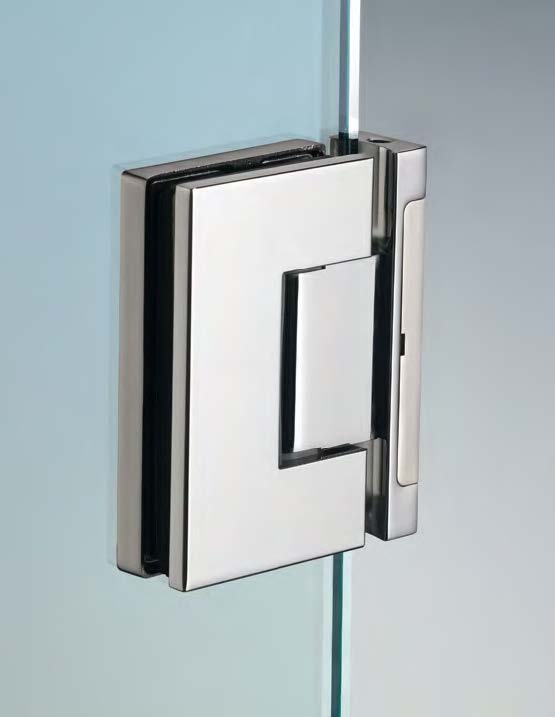 Charnière mur/verre réglable pour montants étroits, pour verres 8/12, B55 H90  Effet inox brossé