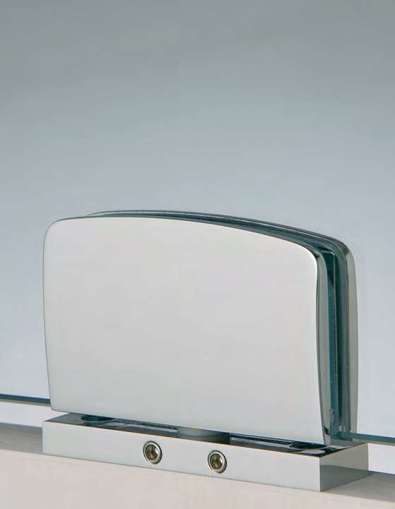 Charnière pivotante réglable, pour verres 8/10, B90 H66  Nickel brossé