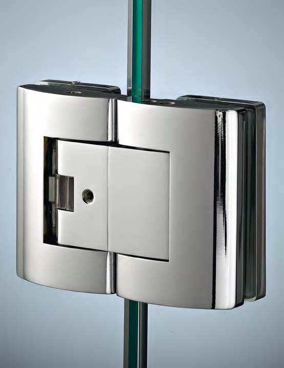 Charnière verre/verre en ligne réglable avec ouverture à tirage, pour verres 8/10, B108.5 H80  Nickel brossé