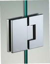 Charnière verre/verre en ligne réglable sans vis apparentes, pour verres 6/8, B50 H80  Effet inox brossé