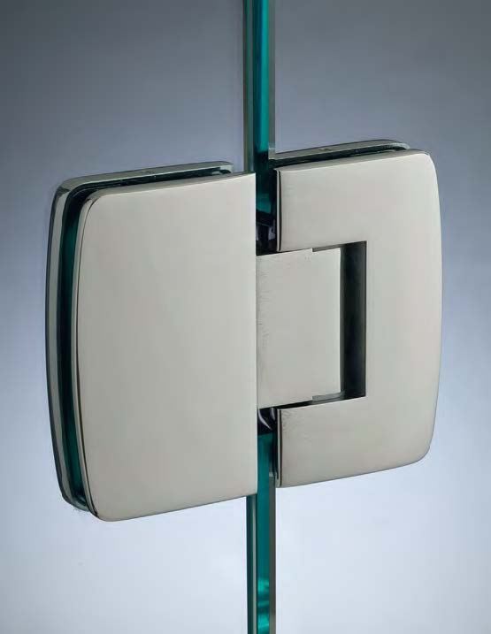 Charnière verre/verre en ligne réglable sans vis apparentes, pour verres 8/12, B55 H90  Bronze