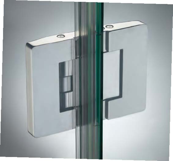 Charnière verre/verre en ligne réglable à collage UV  Inox brillant