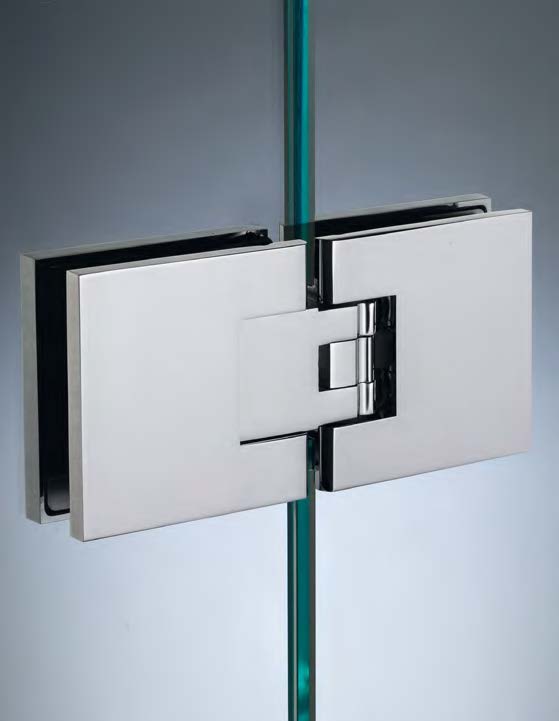 Charnière verre/verre en ligne réglable, pour verres 8/12, B76 H66  Effet inox brossé