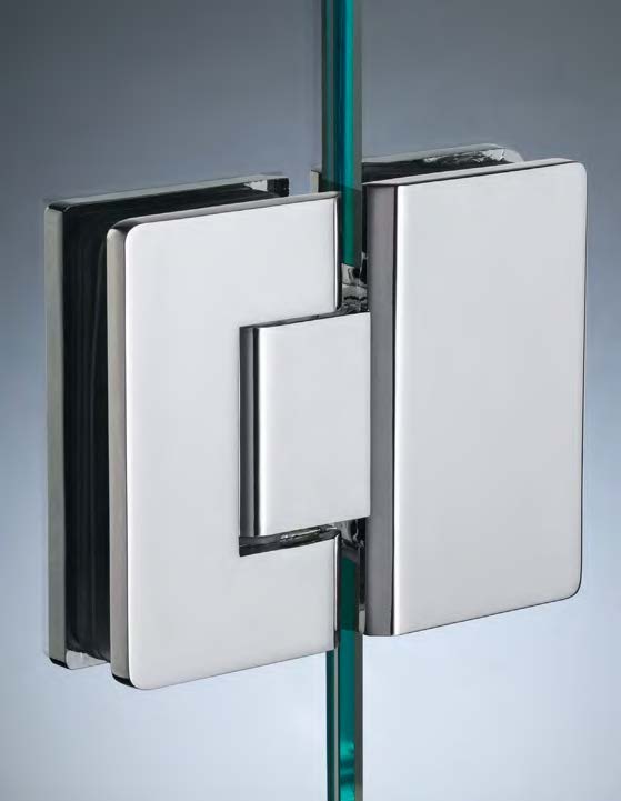 Charnière verre/verre en ligne, pour verres 6/10  Effet inox brossé