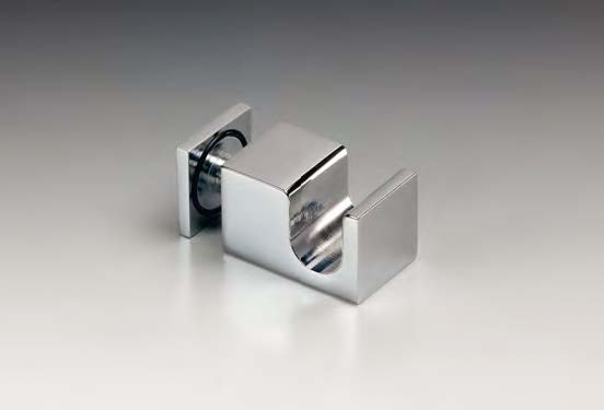 Cintre avec fixation sur verre, pour verres 8/12, B25 H25 L41  Effet inox brossé
