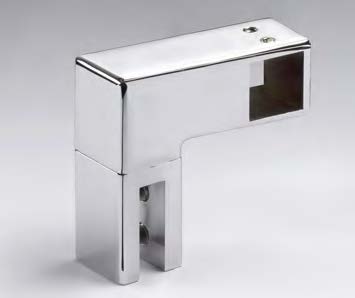 Fixation sur verre articulée avec écartement, pour verres 6/10, B25 H25 L76  Effet inox brossé