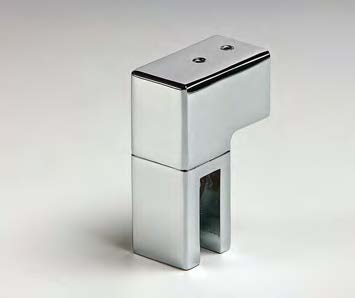 Fixation sur verre articulée, pour verres 6/10, B25 H25 L45  Effet inox brossé