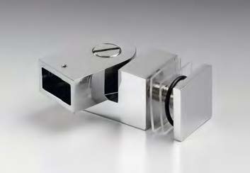 Fixation sur verre articulée, pour verres 8/12, B25 H25  Effet inox brossé