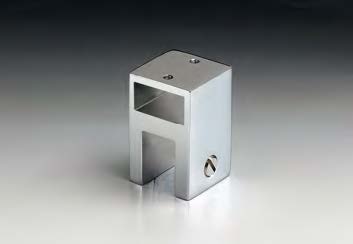 Fixation sur verre en ligne traversante, pour verres 8/12, B25 H40  Effet inox brossé