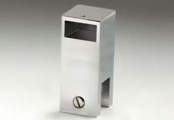 Fixation sur verre fermée haute, pour verres 8/12, B25 H63  Effet inox brossé