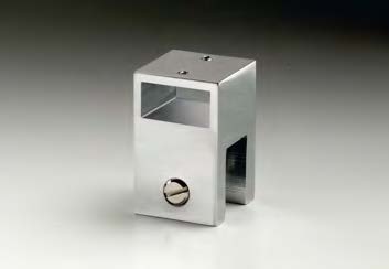 Fixation sur verre à 90° traversante, pour verres 8/12, B25 H40  Effet inox brossé