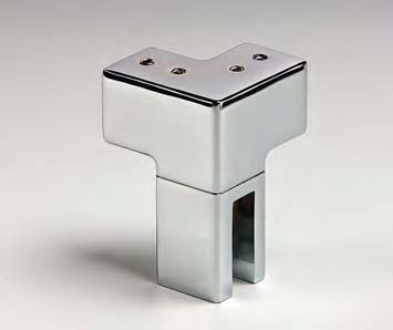 Fixation sur verre à deux voies articulée, pour verres 6/10, B25 H25 L45  Effet inox brossé