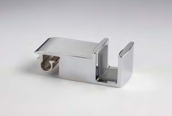 Guide au sol à clip pour verre avec profil, pour verres 8, B25 H20 L55.5  Effet inox brossé