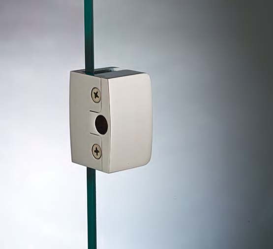 Gâche sur verre étroite, pour verres 8/10, B30 H50  Effet inox brossé