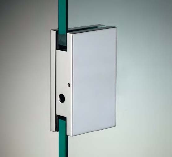 Gâche sur verre, pour verres 10/12, B55 H90  Effet inox brossé