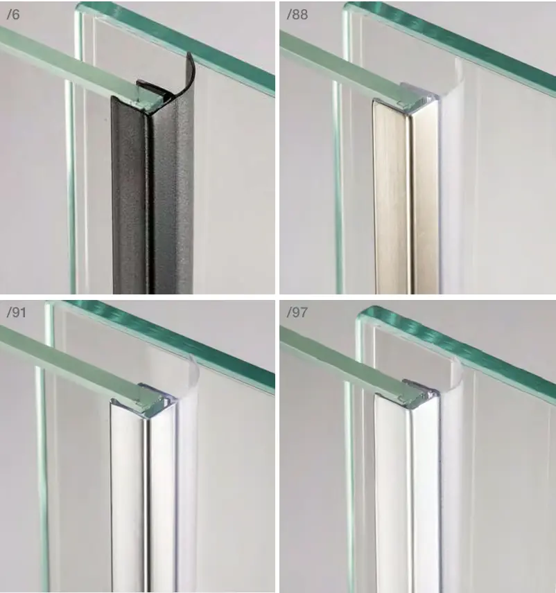 Joint avec languette latérale, pour verres 6/8, L2200  Aluminium brillant