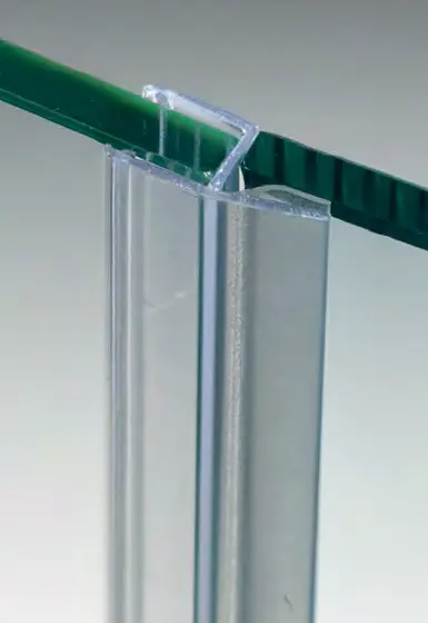 Joint en « H » transparent avec butée, pour verres 6/8, L2000  Transparent