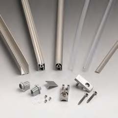 Kit douche mur/mur Pivot-Up Square, pour verres 6, L2200  Aluminium brillant