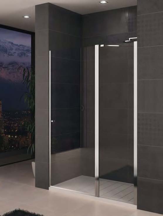 Kit douche mur/verre Pivot-Up Square, pour verres 6, L2200  Noir mat