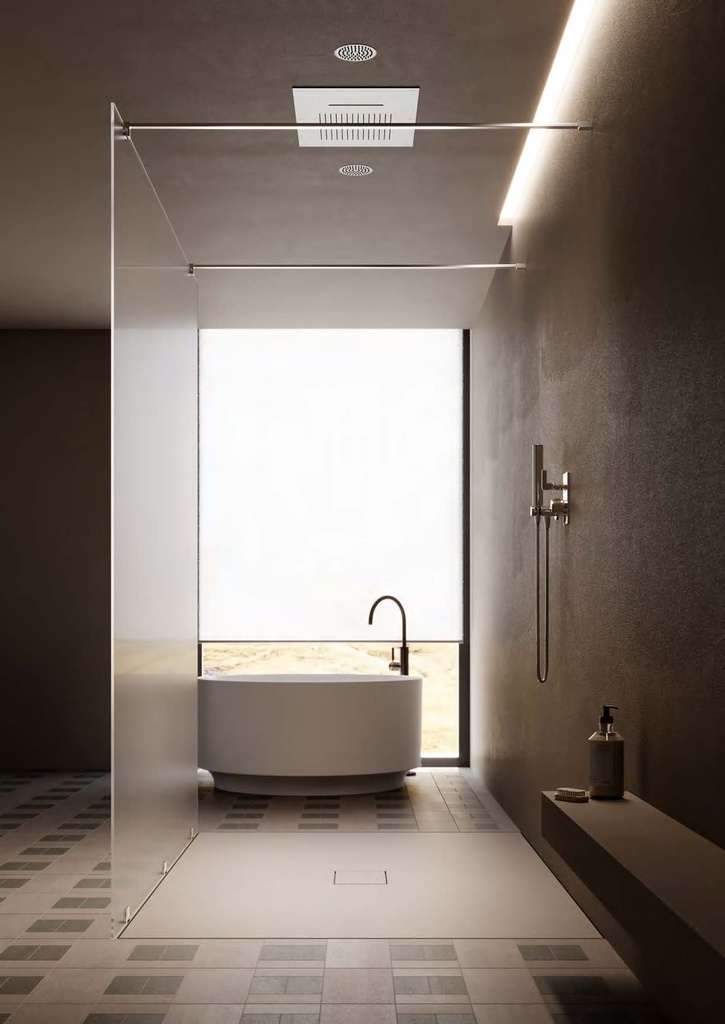 Kit douche open double passage avec pinces, pour verres 8/12  Effet inox brossé