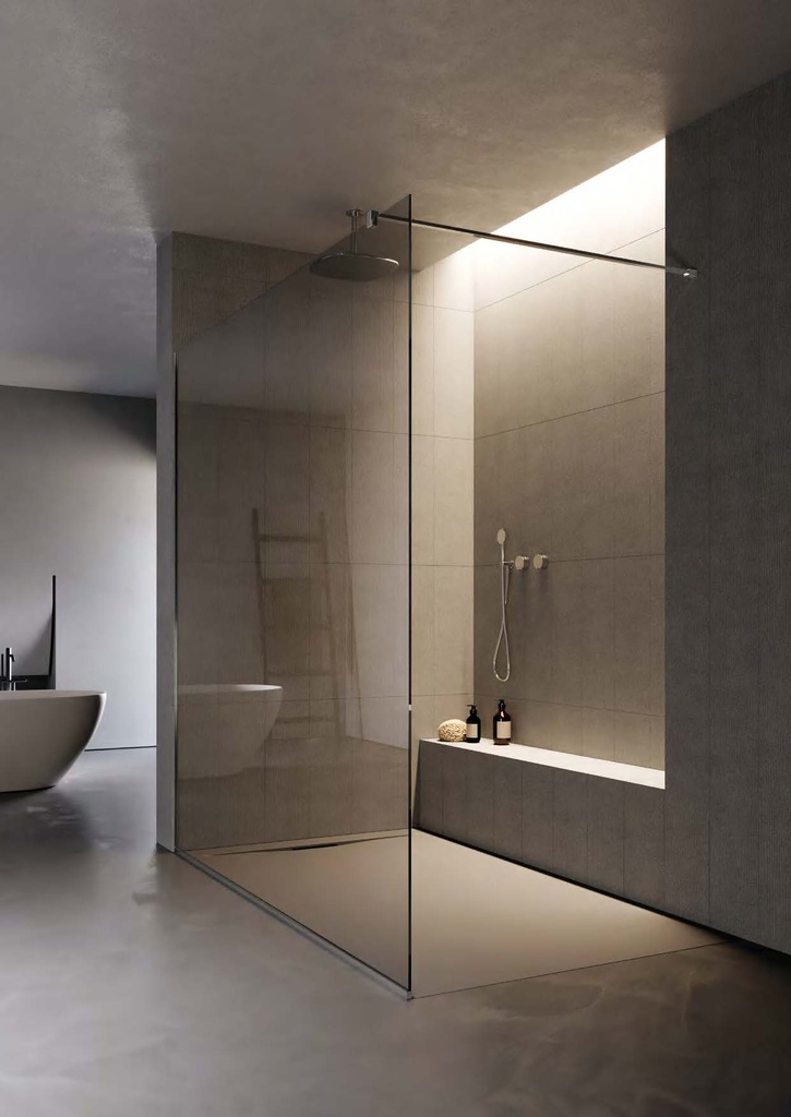 Kit douche open double passage avec profils, pour verres 8/10  Effet inox brossé